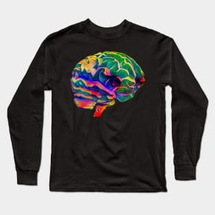 Colorful Glass Human Brain Long Sleeve T-Shirt